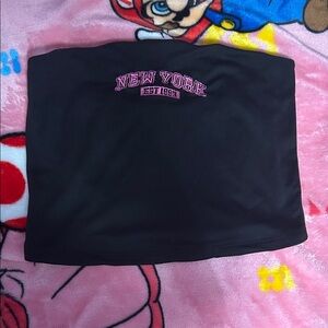 Rue21 Black tube top with Pink New York embroidery